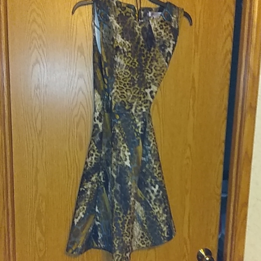 Jenifer Lopez animal print lined flared dress